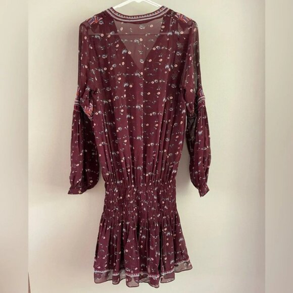 Ulla Johnson Burgundy Gita Floral Silk Mini Dress - Extra Small XS (0) - Picture 11 of 11